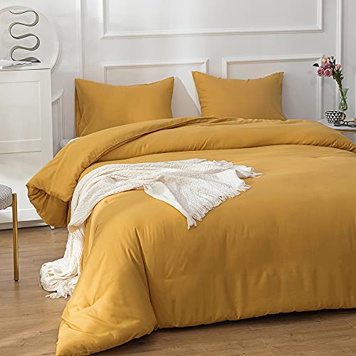 Luxlovery Mustard Yellow Comforter Set Queen Dark Yellow Bedding