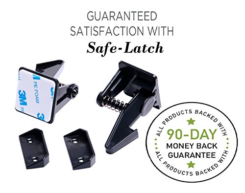 Child Safety Cabinet Locks - Latches by Safe-Latch - Strong 3M Adhesive - No Tools, Drilling, Screws or Magnets to Misplace - Baby Proof Drawers, Cabinets (8 pack locks and upgraded catchers) Black