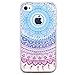 iPhone 4 Case, JAHOLAN Flower Clear Edge TPU Soft Case Rubber Silicone Skin Cover for iPhone 4 4s - Blue Purple Tribal Mandala