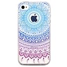 iPhone 4 Case, JAHOLAN Flower Clear Edge TPU Soft Case Rubber Silicone Skin Cover for iphone 4 4s - Blue Purple Tribal Mandala