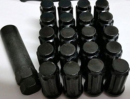 Lug Nuts Acorn Spline Black (24) Pcs w/ Key 14x1.5 Thread Pitch 2" Ht w/ Key
