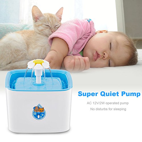 WOLFWILL 85oz/2.5L Dog Cat Water Fountain Automatic Pet Drinking Fountain Water Dispenser with 2 Replacement Filters and 1 Anti-slip Mat