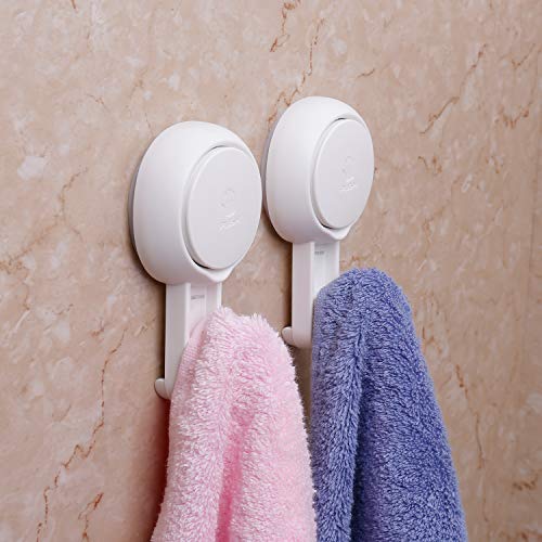 Budget & Good Suction Cup Hooks Bathroom Shower Suction Hooks 4 Pack Heavy Duty Wreath Hanger Holder Hooks for Towel Loofah Sponge Waterproof