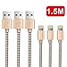 OTISA 3Pack 5Ft Nylon Braided Lightning Cable with Ultra-compact Connector Charging Cord Charger for iPhone 7/7 Plus/6s/6s Plus/6/6 Plus/5s/55se, iPad,iPod Compatible with iOS10