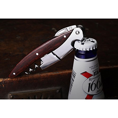 CORKAS Sommeliers Corkscrew, Upgrade All-in-one Wine Opener, Double Corkscrew, Quick Bottle Opener, Smooth Cuting Foil Cutter with Premium Rosewood, Perfect Gift for Sommeliers,Waiters and Bartenders