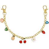 Risyfjew Cherry Gold Bag Keychain For Women Double Buckle Key Chain Pendant Gold Bag Charm Keychain Purse Charms Accessories