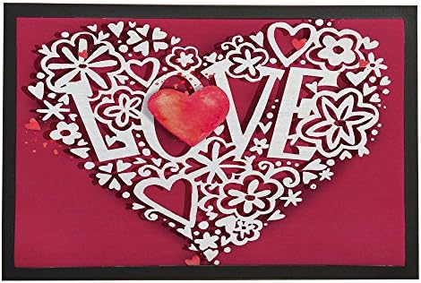 Asawood Doormat LOVE Heart Shape Anti-Slip Rubber Backed Indoor Entry Doormat 20" x 32" inches
