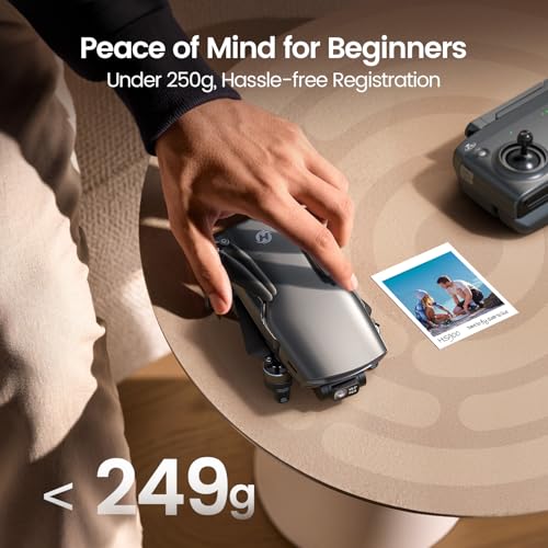Holy Stone HS900 Drones for Adults with Camera 4K; 3 Axis Brushless Gimbal Drone 249g with 20000Ft Range, Visual Tracking, 4K/30FPS Video, 48MP Photo,GPS Smart Return, Travel Essentials Lightweight