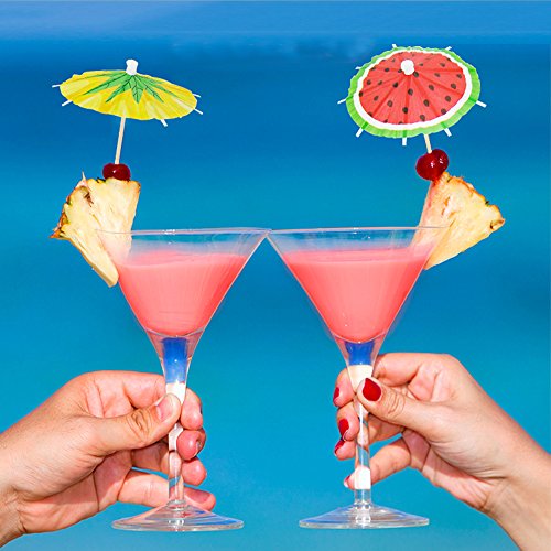Bilipala Hawaiian Watermelon Paper Umbrellas Summer Cocktail Parasol Picks Beach Party Fruit Cupcake Toppers Picks Decoration Party Supplies,Pack of 20