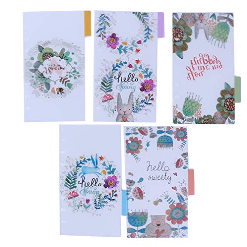 LJSLYJ Flower Pattern Art Paper Index Dividers Category Page Planners Notebook Sheet Binder Category Paper (A6,2)