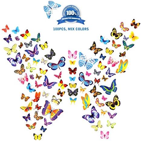 Butterfly Wall Stickers Decals Art 100PCS Colorful, Butterflies Wallpaper Home Decor for Kids Girls Living room Bedroom Kitchen Bathroom, Vinyl Wall Decoration, New Design with Packing Box by CYWLife