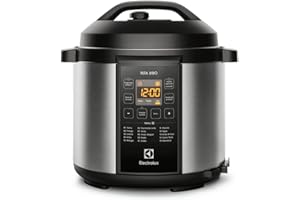 Panela pressão elétrica Electrolux digital capacidade 6L silenciosa segura 10 travas segurança 15 receitas pré-programadas 3 