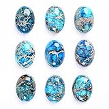 Wholesale 25mm Oval cabochon CAB flatback semi-precious gemstone 5pcs (Blue sea sediment jasper)