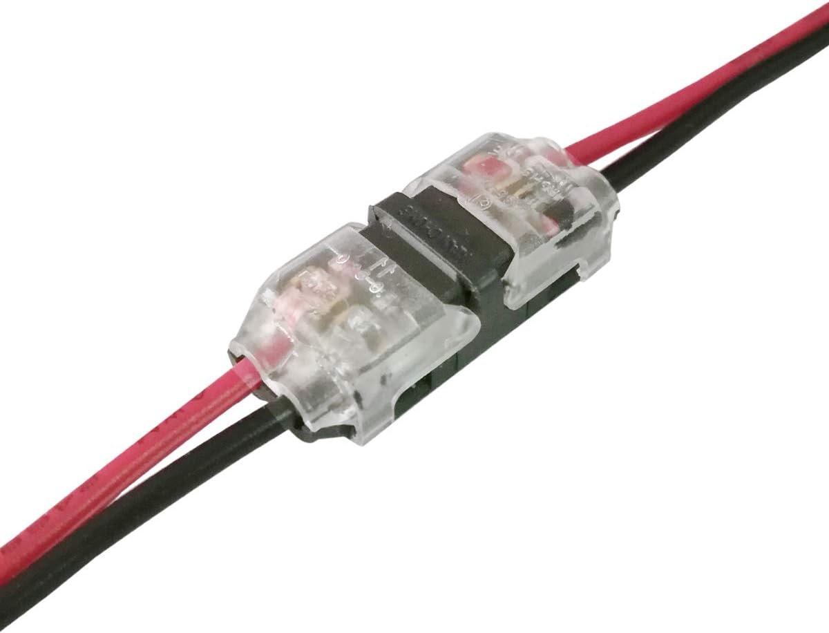 Butt Splice Wire Connectors - 10Pcs 2 Pin 2 Way I Shape Low Voltage Solderless Electrical Wire Terminals for 20 22 Gauge Wire