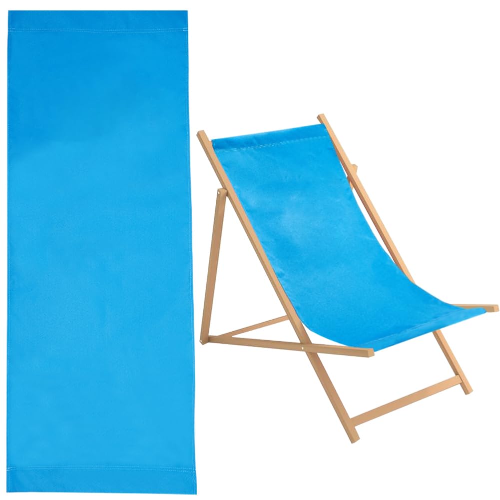 GORGECRAFT 113x43cm Beach Sling Chair Covers Replacement Blue Oxford Cloth Directors Seat Covers Portable Folding Lounge Reclining Cloth Fabric for Casual Sunbathing Garden Courtyard Beach Relaxation