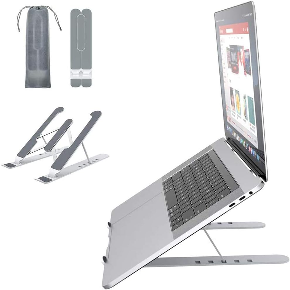 Laptop Stand for Desk Bed Table, Portable Riser Foldable Ergonomic Holder Computer Notebook Stands with 6-Levels Angles Height Adjustable Compatible for MacBook Air/Pro/HP/Dell/Huawei/Lenovo/Tablets