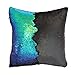 Play Tailor Sequin Pillow Cover Cushion Covers 16x16in Flip Sequins Decorative Throw Pillow Case, Black and Fantasic Green