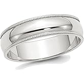 Gem And Harmony Ladies or Mens Sterling Silver 6mm Milgrain Wedding Band Ring