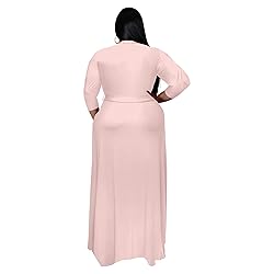 Runwind Plus Size Dress for Women 3/4 Sleeve V Neck