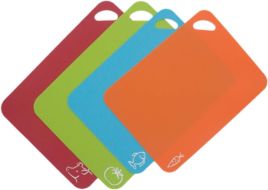 M4Y Flexible Cutting Mat, Cutting Board for Kitchen, Extra Thick 2 MM, BPA Free, Dishwasher, Easy Grip Handle, 4 Packs Set