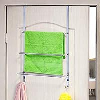 ArtMoon Luck Over Door 3-Tier Towel Rail With 2 Hooks Chrome Plated Steel 45 X 10.5 X 69 cm