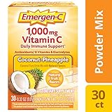 Emergen-C Vitamin C 1000mg Powder (30 Count, Coconut Pineapple Flavor, 1 Month Supply), With Antioxidants, B Vitamins And Electrolytes, Dietary Supplement Fizzy Drink Mix, Caffeine Free