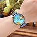 Top Plaza Womens Mens Rotating Airplane Global Travel World Map Watch PU Leather Band Quartz Watch 3pcs/Set