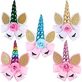 8 Inch Unicorn Hair Bows Large Hair Bow Clip Unicorn Hair Clips Accessories for Baby Girls Kids Teens Cosplay Costume Christmas Party Pack of 5
