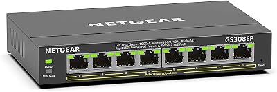 NETGEAR GS308EP 8 Port PoE Plus Gigabit Switch 62W Desktop Wall Mount
