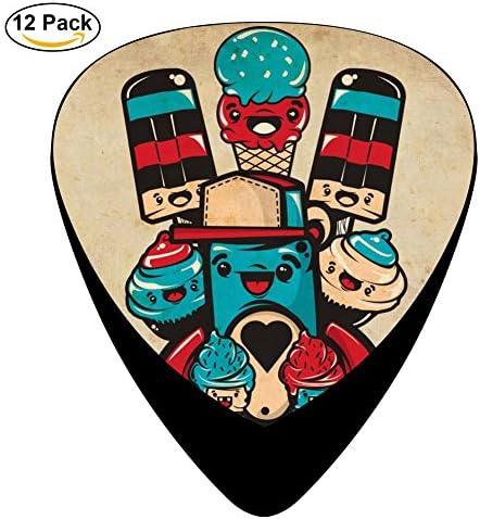 A Variety Of Ice Cream Celluloid Guitar Picks 12 Pack Includes Thin,Medium,Heavy Gauges For Electric Acoustic Guitar