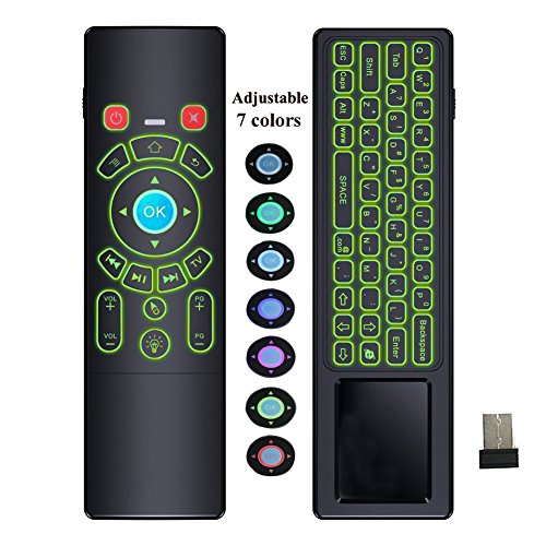 Mini Wireless Keyboard, Wechip Air Remote Control T6 Touchpad with Colorful Backlit for Android TV Box/PC/Smart TV/Projector/HTPC/IPTV/Pad and More Devices