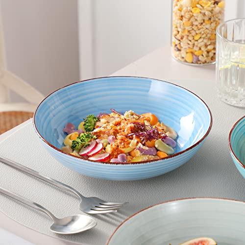 vancasso Bonita Pasta Bowls 38 oz/1140 ml, Large Ceramic Salad Bowls, Pasta Bowl Set of 6, Microwave & Dishwasher Safe Soup Bowls, Serving Bowls, Cool Colors