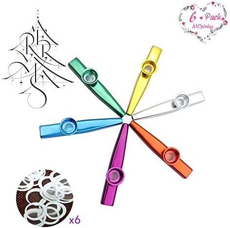 MCpinky 6 PCS Colorful Metal Kazoo Musical Instruments Party Favors(6 Refills for Free)