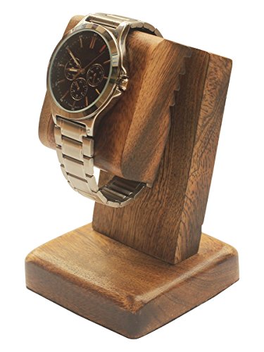 Black Friday Deals - AB Handicrafts - Mango Wood Polish Wooden Watch Stand / Dock / Station / Platform For All Models / MOMS, DADS, GRANDPARENTS (Watch Stand Burn finish)