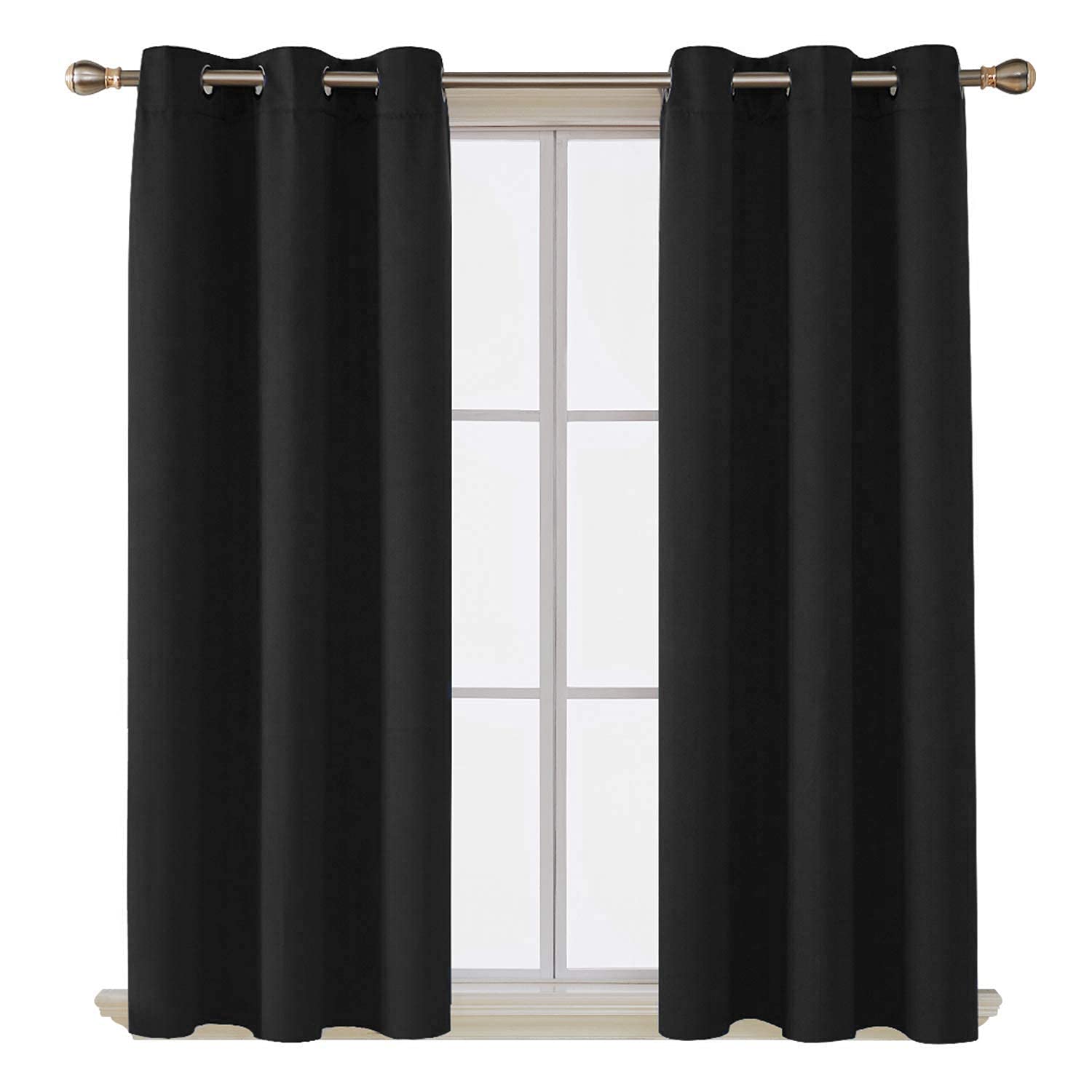 Home In Style 4U Thermal Insulated Blackout Curtains for Bedroom Windows Black Curtains 90" width x 54" drop 2 Panels, Ring Top Eyelet Super Soft Blackout Eyelet Curtains for Living Room