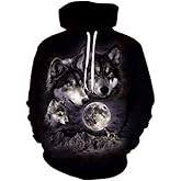 Dalicoter Men Women's 3D Print Wolf Graphic Hooded Sweatshirts Hoodies Novelty Pullover