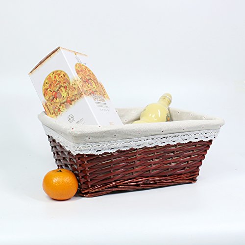 MEIEM Handmade Woven Wicker Storage Basket with Liner.Storage containers.Home Storage Bins for Toys Laundry Clothing Sundries Neatening (Large,Brown)