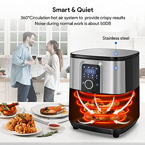 Bagotte Air Fryer, Stainless Steel Electric Hot Air Fryers Oven, 5.8QT