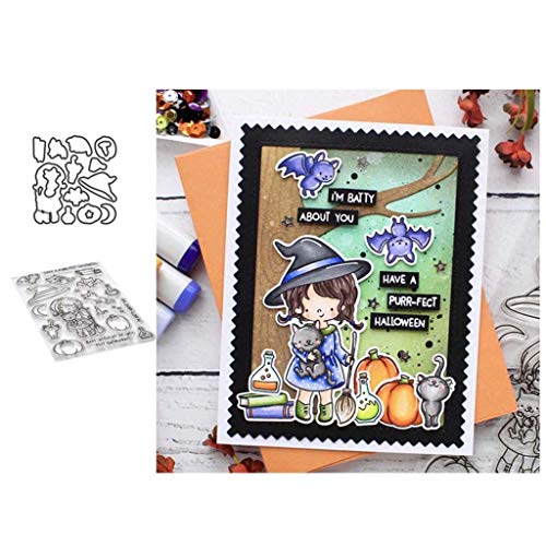 Little Girl 1Set Silicone Clear Stamp with Cutting Dies Stencil DIY Scrapbooking Embossing Photo Album Decorative Paper Card Craft Art Handmade