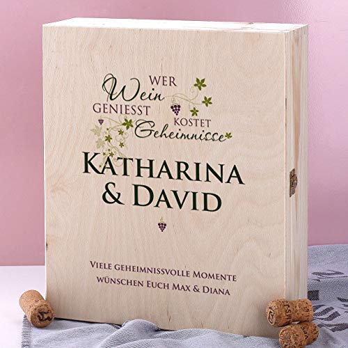 Privatglas Weinpräsent inkl. 2 gravierte Weingläser mit Bree Wein auswählbar in edler Geschenkverpackung Rot – Bild 5