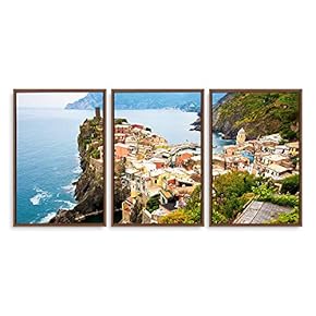 3 Piece Framed Canvas Wall Art for Living Room, Bedroom Italy City Landscape Canvas Prints for Modern Home Decoration Ready to Hang - 16"x24"x3 Panels