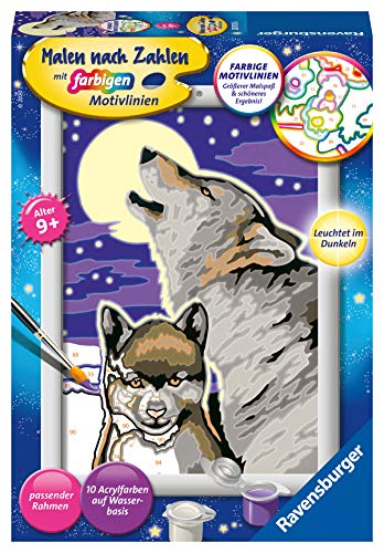 Ravensburger CreArt 28513 - Mystische Wölfe - Malen nach Zahlen Wolf für Kinder ab 9 Jahre