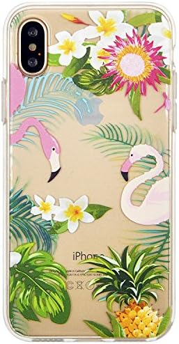 iPhone X Case, OFFAY Transparent Clear Flexible Soft Silicone (TPU) Protection Case, Unique Pattern Case Cover for Apple iPhone X - Tropical Style