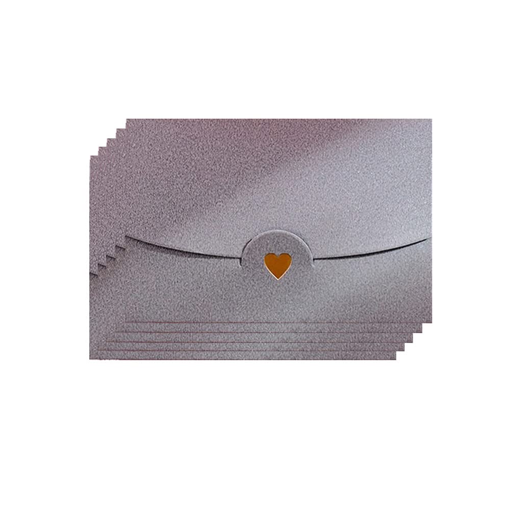 Mini Envelopes, 50 Pieces Mini Gift Card Envelopes, Silver Mini Envelope, with Heart Clasp, for Invitations, Postcard,Wedding, DIY Gift Cards, Christmas Valentine's Day(Silver)