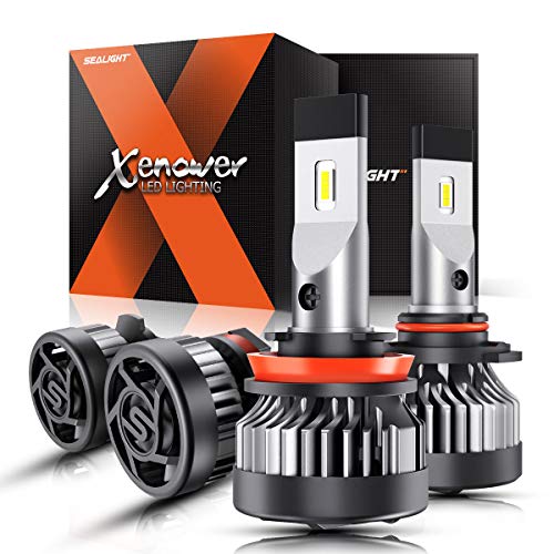 SEALIGHT Xenower X2 H11 9005 LED Headlight Bulb Kit 2020, High Low Beam, 300% Brightness, Easy Installation, 6000K Bright White, 50,000+ Hour Lifespan
