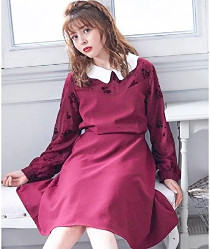 Amazon Co Jp マジェスティックレゴン Majestic Legon フラワードットフロッキー衿付ワンピース 40レッド柄 03 M 服 ファッション小物