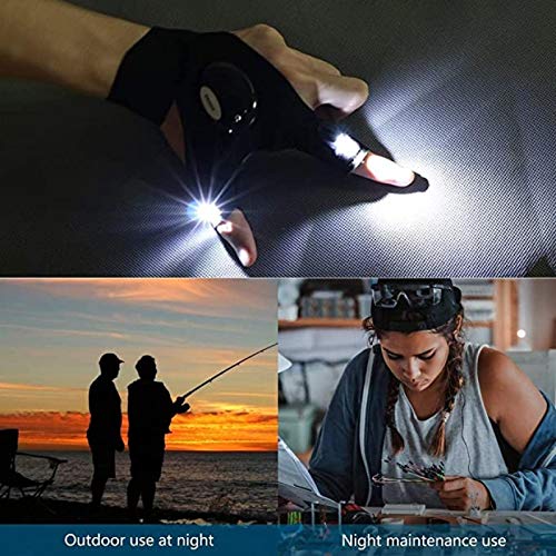 GUOSHUFANG LED Fingerlos Angelhandschuhe, 1 Paar Outdoor Taschenlampe Handschuhe Schwarz, Arbeitshandschuhe mit Licht… – Bild 5