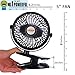 Battery Powered Fan Clip on Rechargeable Portable Mini USB for Table Stroller Outdoor, Black