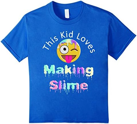unisex-child Slime Emoticon This Kid Loves Making Slime Funny T-Shirt 8 Royal Blue