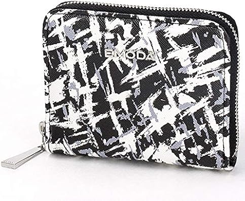 Amazon エモダ Emoda ペイント柄プリントキーチェーン付きマルチウォレット ブラック レディースバッグ 財布